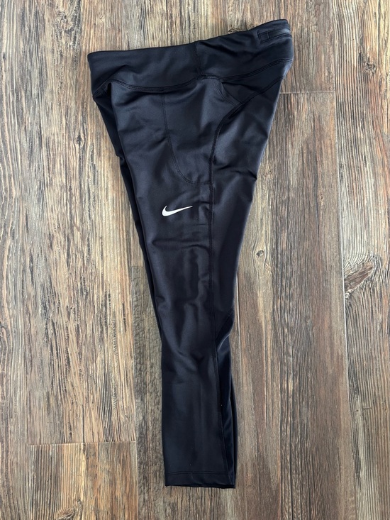Nike Pants - Nike Dri-Fit Cropped Leggings Capris Womens L Black Mesh Calve Panel Running